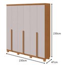 Ver imagem 6 de Guarda-roupas Casal Alonzo 6 Portas 4 Gavetas sem Espelho 100% Mdf com Pés Amendoa Clean Off White