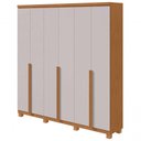 Ver imagem 1 de Guarda-roupas Casal Alonzo 6 Portas 4 Gavetas sem Espelho 100% Mdf com Pés Amendoa Clean Off White