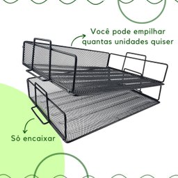 Bandeja Organizadora Empilhavel Porta Arquivo Preto - 4