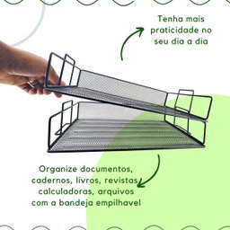 Bandeja Organizadora Empilhavel Porta Arquivo Preto - 3