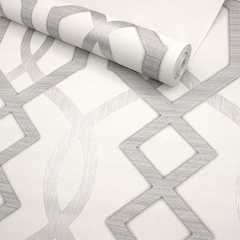 Papel de Parede Geométrico Gelo e Cinza Vinilico Lavável+ Cola para Aplicação