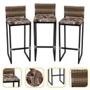 Ver imagem 1 de Kit 3 Banquetas Quadrada Junco Cappuccino para Balcão Ilha Cozinha Área Gourmet Bancada Piscina Bar