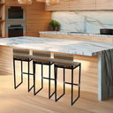 Ver imagem 6 de Kit 3 Banquetas Quadrada Junco Cappuccino para Balcão Ilha Cozinha Área Gourmet Bancada Piscina Bar
