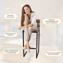 Ver imagem 4 de Kit 3 Banquetas Quadrada Junco Cappuccino para Balcão Ilha Cozinha Área Gourmet Bancada Piscina Bar