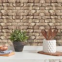 Ver imagem 1 de Papel de Parede Efeito Pedra 3d Bege Escuro+ Cola para Aplicação