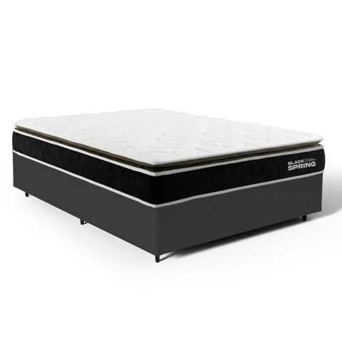 Cama Box com Colchão de Molas Ensacadas Pillow Top Black Spring D70 Casal 138cm