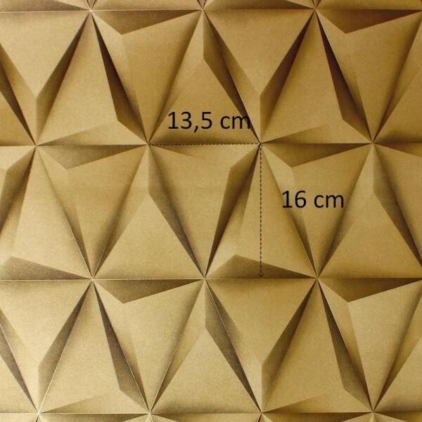 Papel de Parede 3D Geométrico Dourado + Cola | 156-360103S - 4