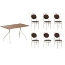 Ver imagem 1 de Conjunto: Mesa de Cozinha 1556 Aço 136cm + 6 Cadeiras 190 Prata/Freijo - Prata/Corano Cacau -