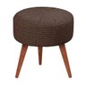 Puff Banqueta Crochê Madeira Maciça Castellar Móbile Marrom - 1