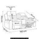 Ver mais imagens de Poltrona Reclinável Cinema 2 Lugares Baú Usb Pu Moscou Sint Preto Z57 - Mpozenato