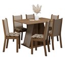 Ver imagem 2 de Conjunto Sala de Jantar Mesa Tampo de Madeira 6 Cadeiras Rustic/crema/bege Marrom Wendy Madesa