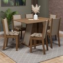 Ver imagem 1 de Conjunto Sala de Jantar Mesa Tampo de Madeira 6 Cadeiras Rustic/crema/bege Marrom Wendy Madesa