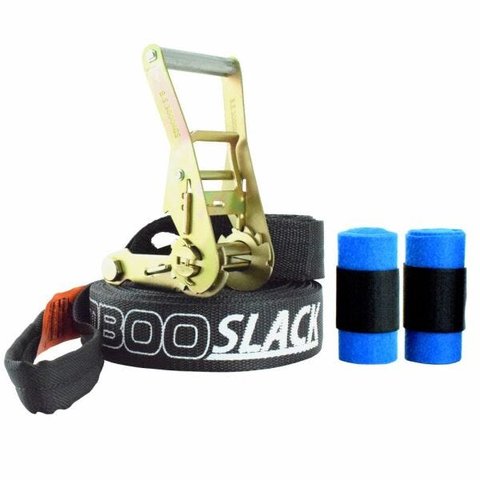 Slackline 15 Metros Zamboo - Preto + Protetor Árvore