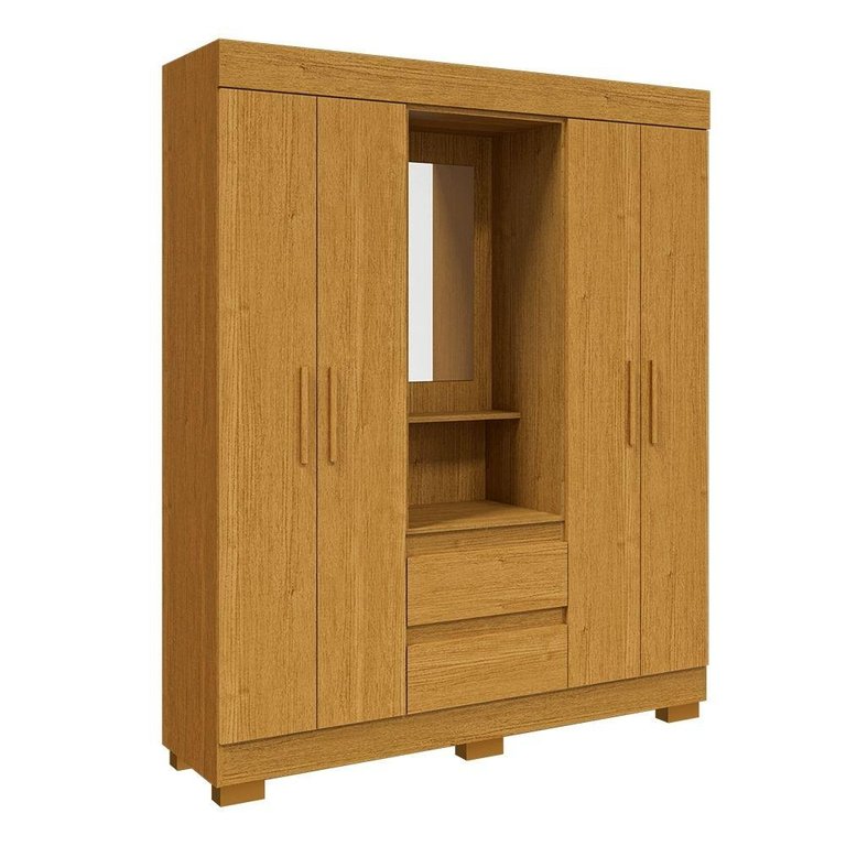 Guarda Roupa Casal com Espelho 4 Portas 2 Gavetas Isabely Acp Móveis Cinamomo Guarda Roupa Casal com Espelho 4 Portas 2 Gavetas Isabely Acp Móveis Cinamomo
