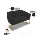 Ver imagem 3 de Sofá Namoradeira 2 Lugares Base Industrial Dourado Stella Veludo D03 - D'Rossi Cor Preto