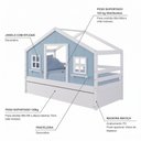 Ver imagem 4 de Bicama Casinha Dos Sonhos Madeira Maciça Branco/ Azul Housin