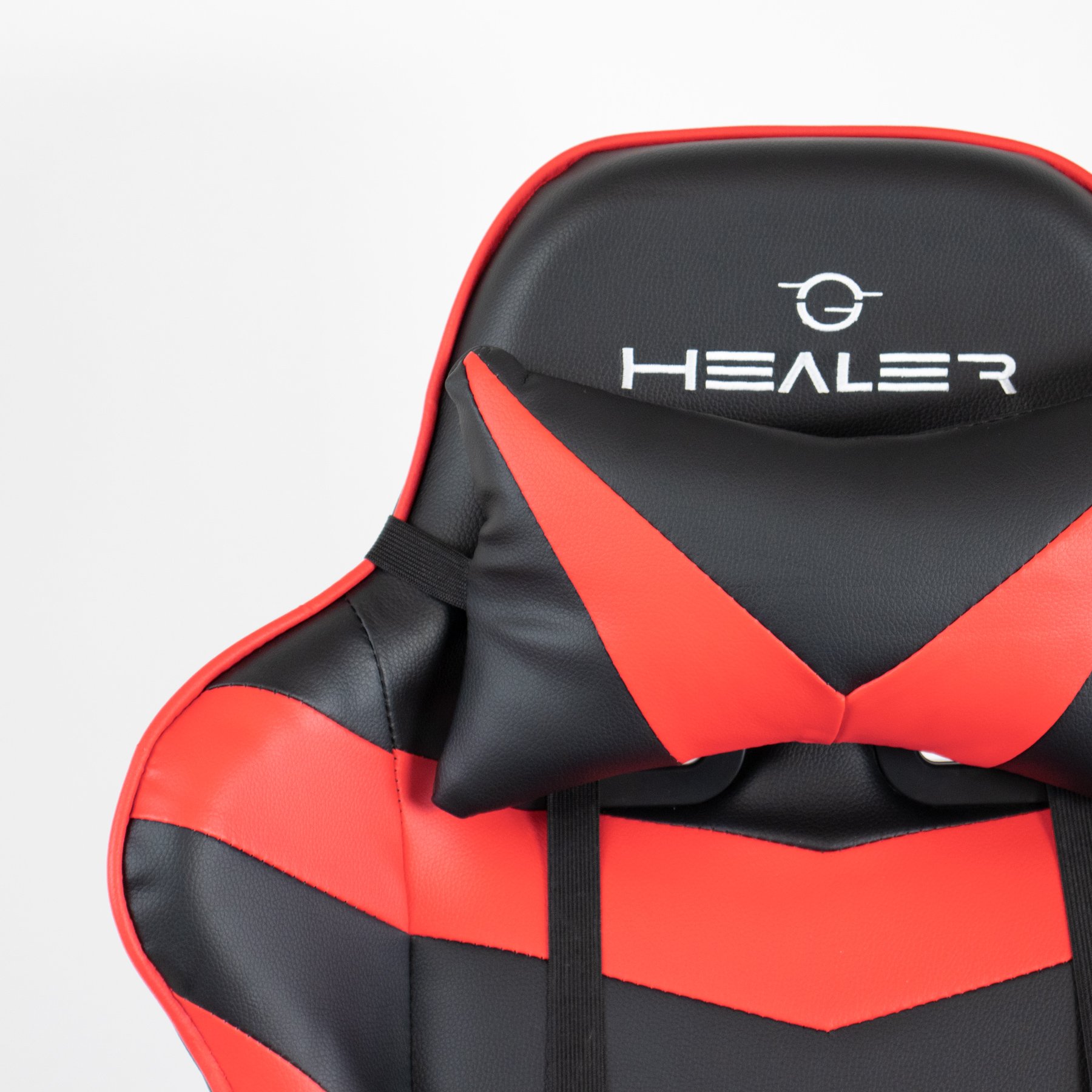 Cadeira Gamer Vermelho e Preto Healer Level Reclinável Giratória com Apoio de Pés - 9