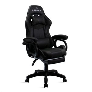 Cadeira Gamer Preto Healer Level Reclinável Giratória com Apoio de Pés
