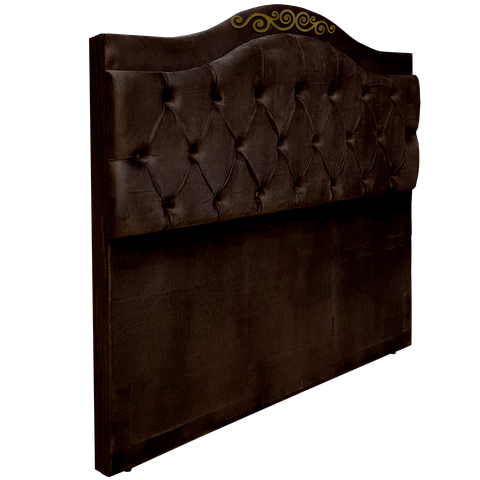 Cabeceira Cama Queen Botões Detalier Provençal Café Suede com Pés 120 Rbl