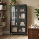 Ver imagem 2 de Cristaleira Estante Alta Refresh 148,5cm com 2 Portas de Vidro e 3 Prateleiras para Sala de Estar