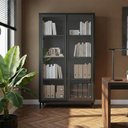 Ver imagem 3 de Cristaleira Estante Alta Refresh 148,5cm com 2 Portas de Vidro e 3 Prateleiras para Sala de Estar