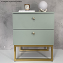 Ver imagem 2 de Mesa de Cabeceira Industrial Mdf com Pés Metalon Dourado Plancasa:verde Jade