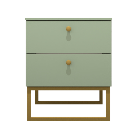 Mesa de Cabeceira Industrial Mdf com Pés Metalon Dourado Plancasa:verde Jade