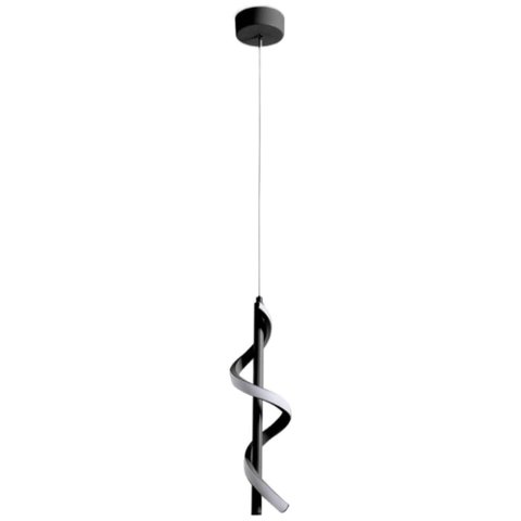 Pendente Espiral Preto 40cm Led 12w 3200k Bivolt Paris Luz