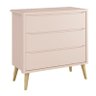 Cômoda Infantil Theo 3 Gavetas Rosa Fosco com Pés Madeira Natural - Reller Móveis - 1