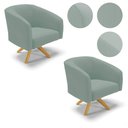 Ver imagem 2 de Poltrona Decorativa Kit 2 Stella Base de Madeira Giratória Ma30 Veludo Cotelê Menta D03 - D’Rossi