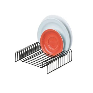 Suporte Organizador Preto Para 12 Pratos em Aço Casa Future