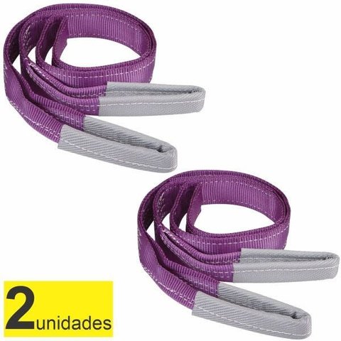 Cinta para Elevação de Carga 1 Ton X 1 Mts Fator Segurança 7:1 - 30mm Roxa - 2 Unidades