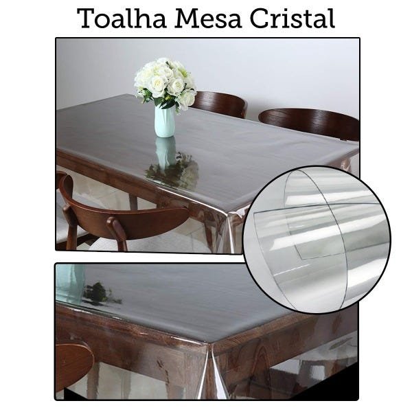 Toalha de Mesa Cristal Transparente Grosso Plástico 1,40M - 4