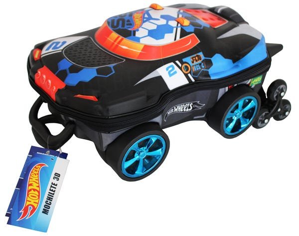 Mochilete Escolar 3d Hotwheels Terrain Storm Com Lancheira Preta - 9