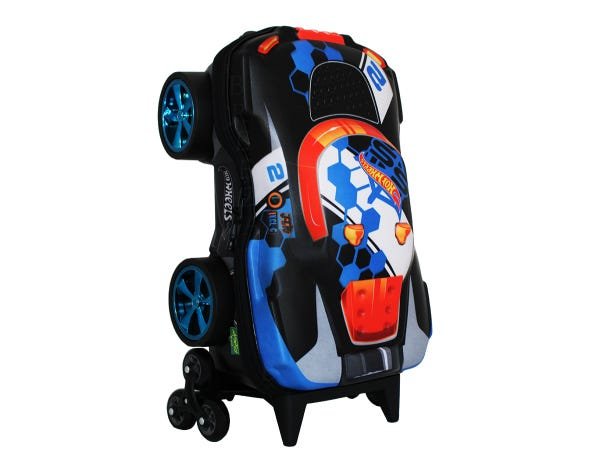 Mochilete Escolar 3d Hotwheels Terrain Storm Com Lancheira Preta - 3