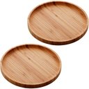 Ver imagem 1 de Kit 2 Pratos Bambu 20cm Redondos Servir Petiscos Doces Bandeja Decorativa Round Lyor