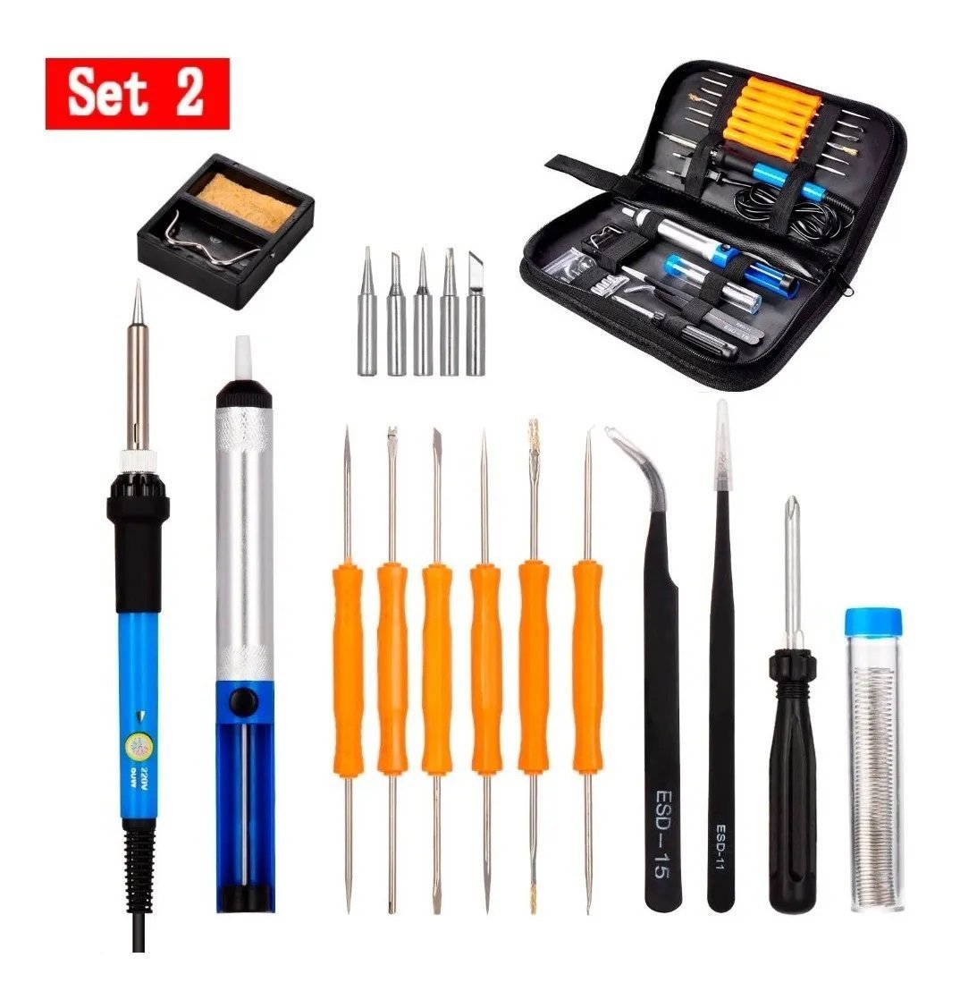 Kit Ferro De Solda Eletronica 60w Temperatura Ajustável 8in1 - 220v ...