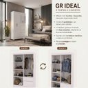 Ver imagem 2 de Guarda Roupa Solteiro 4 Portas 2 Gav Espelho Roupeiro Quarto Branco