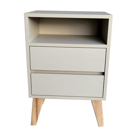 1 Mesa de Cabeceira 2 Gav e Nicho 100% Mdf Montado Titânio Trama C/ Pés 60cm