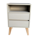 Ver imagem 1 de 1 Mesa de Cabeceira 2 Gav e Nicho 100% Mdf Montado Titânio Trama C/ Pés 60cm