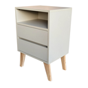 Ver imagem 3 de 1 Mesa de Cabeceira 2 Gav e Nicho 100% Mdf Montado Titânio Trama C/ Pés 60cm