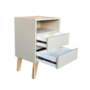 Ver imagem 2 de 1 Mesa de Cabeceira 2 Gav e Nicho 100% Mdf Montado Titânio Trama C/ Pés 60cm