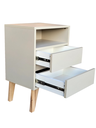 Ver imagem 2 de 1 Mesa de Cabeceira 2 Gav e Nicho 100% Mdf Montado Titânio Trama C/ Pés 60cm