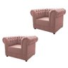 Kit 2 Poltronas Decorativas Chesterfield Ana Suede Rosê - Adj Decor - 1