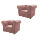 Ver imagem 1 de Kit 2 Poltronas Decorativas Chesterfield Ana Suede Rosê - Adj Decor