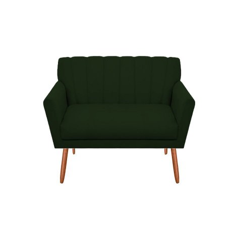 Namoradeira Decorativa Cecília Suede Verde 2 Lugares Pés Madeira Mz Decor