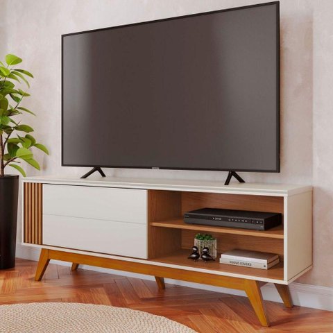 Rack para TV Lompas 60 Polegadas 160,4cm MDP Marrom Colibri Móveis