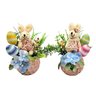 Arranjo De Páscoa Para Mesa Casal Coelho Rosa 15x13x10cm - 1