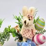 Arranjo De Páscoa Para Mesa Casal Coelho Rosa 15x13x10cm - 5