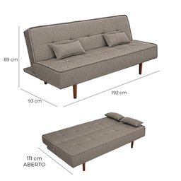 Sofá Cama Silver Linho Carvalho 1,92 - Star Confort - 2